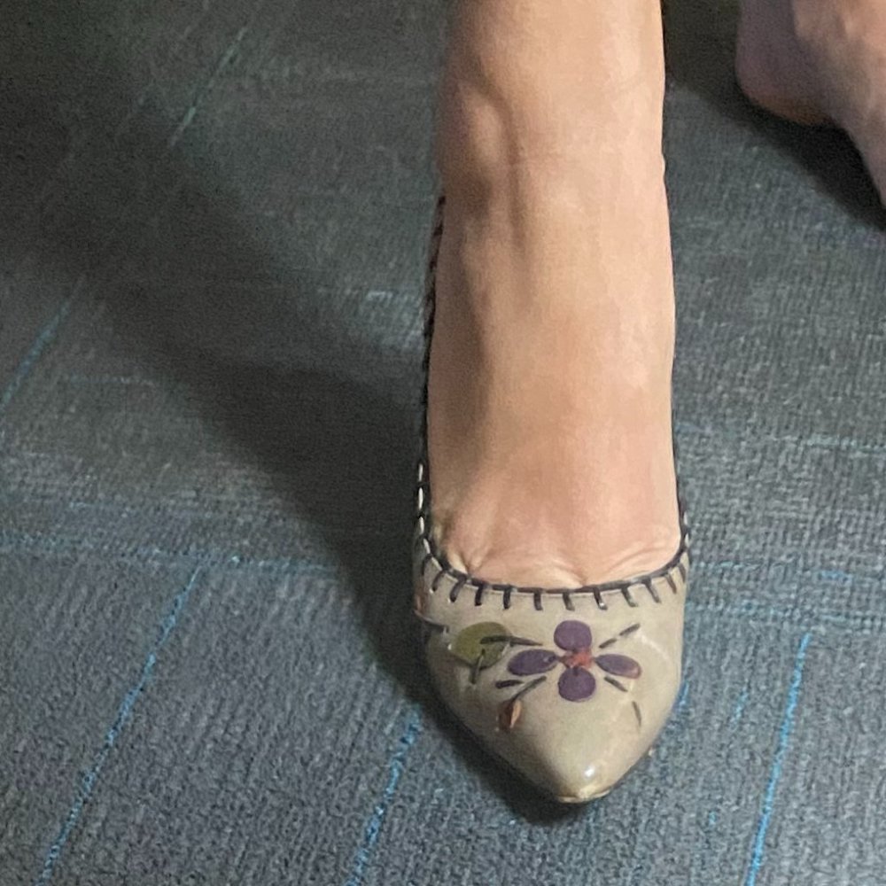 Prada Leather Pumps w/ Floral Detail- Gorgeous for Autumn